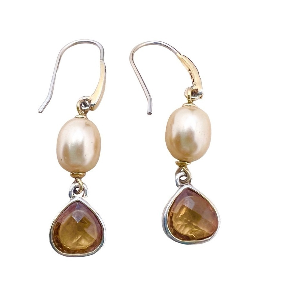 Monet vintage faux pearl dangle jewel earrings